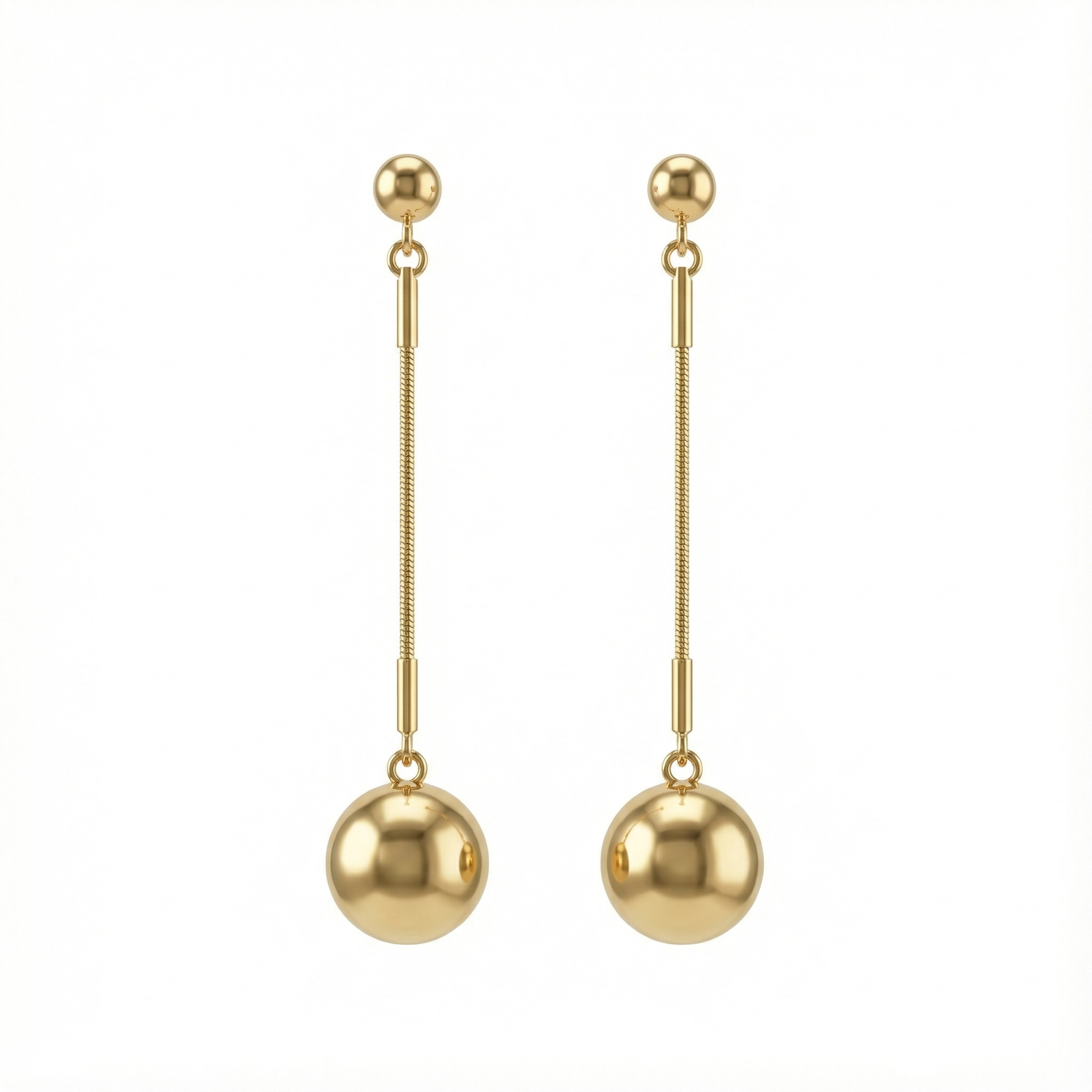 Boucles d’oreilles pendantes sphère en acier inoxydable doré